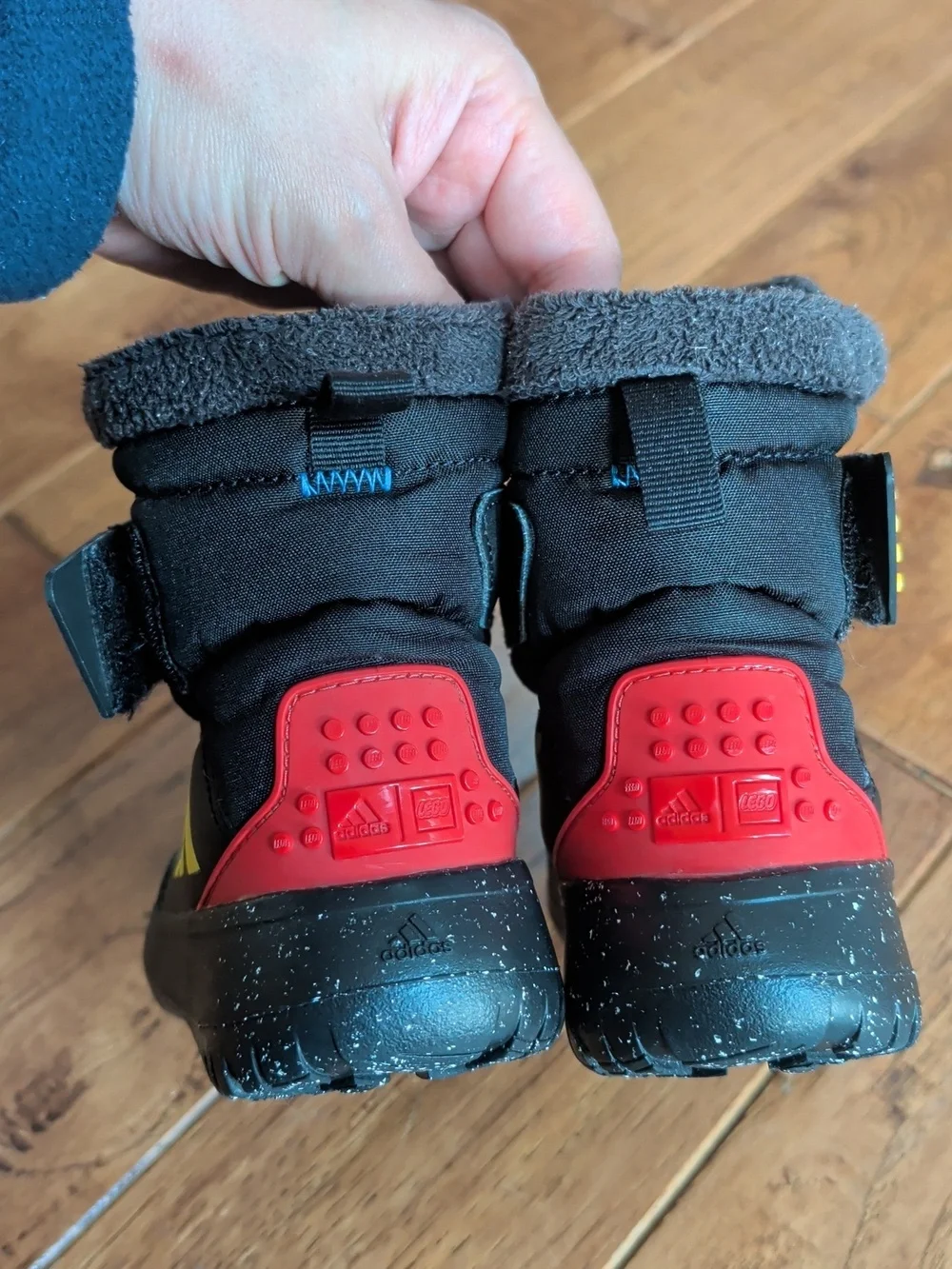 adidas X Lego Winterplay Black Kids Winter Boots with Yellow Accents